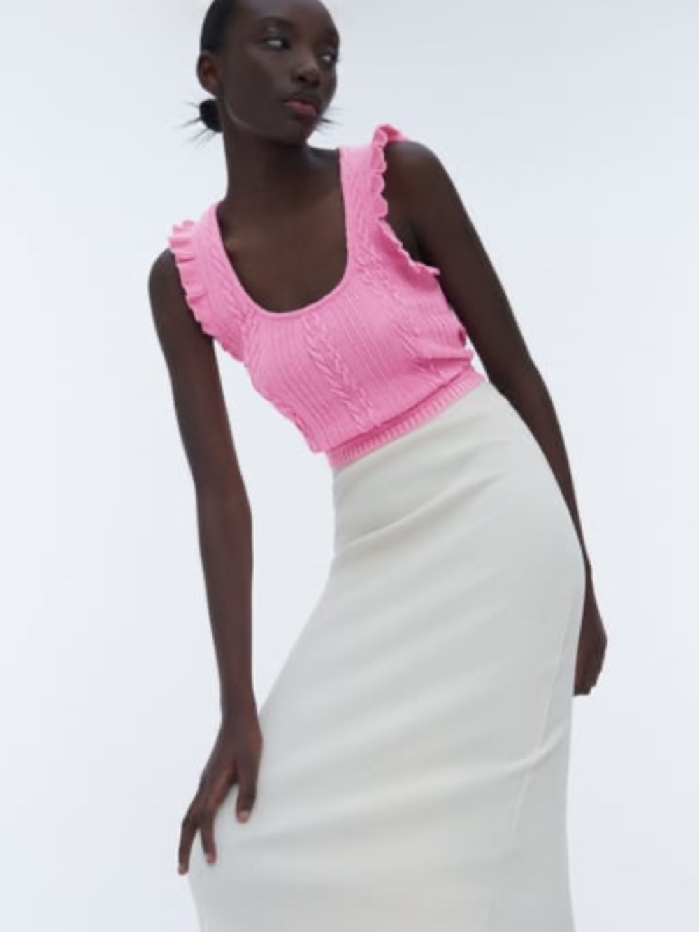 Zara Ruffle Knit Crop Top